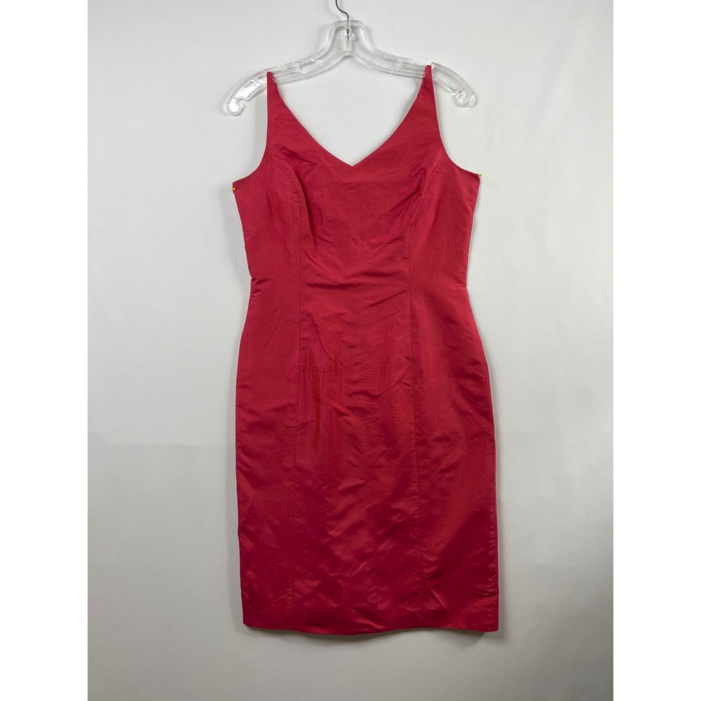Ann Taylor Sheath Slip Dress Womens 6P Pink 100% Silk V-Neck Sleeveless Cocktail